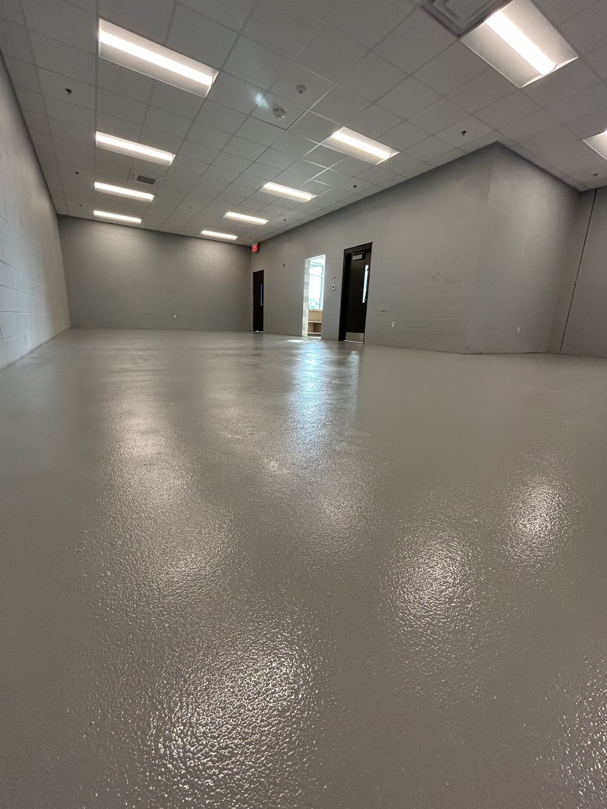 Industrial commercial space with textured non-slip coating
